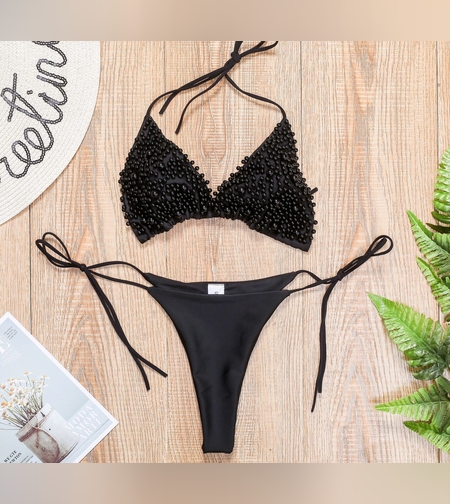 פנינה שחורה בגד ים 2 חלקים