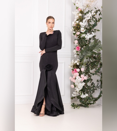 שמלה דגם הוואי משולבת אבנים שחורות