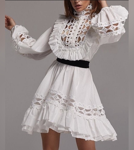 שמלה לבנה קצרה תחרה אחרונה מידה m