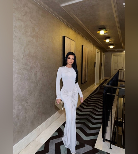 Lw dress 4 אפשרויות קשירה בצבע בז/שחור