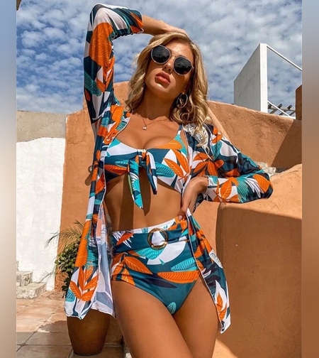 סט 3 חלקים בגד ים גיזרה גבוהה