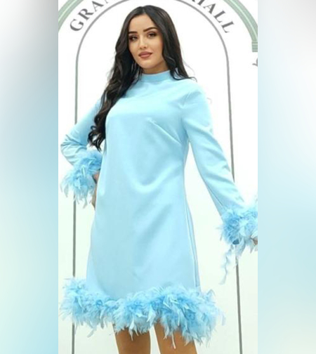 שמלת נוצות ורוד/תכלת/ניוד