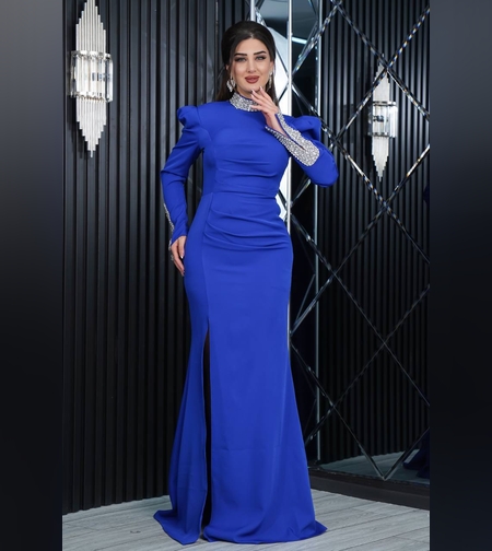 שמלת אבנים דגם one כחול רויאל , גם במידות גדולות