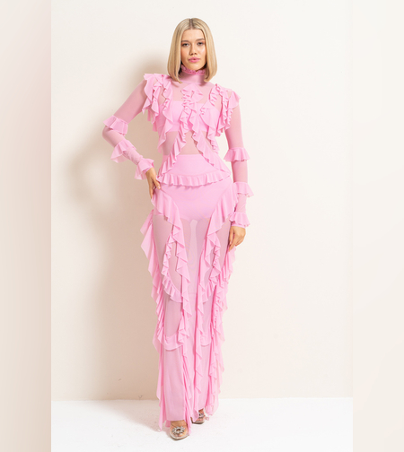 שמלת שיפון mama-ורודה