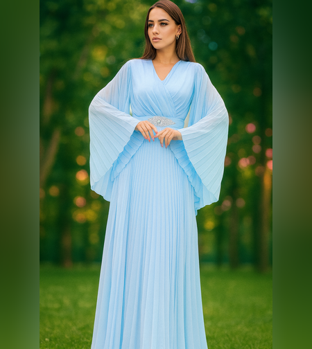 שמלת שיפון-צבע תכלת