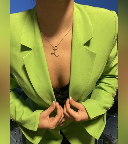 גקט שרוולים אבנים ירוק תפוח