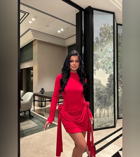 שמלת פרחים קצרה כחול אדום