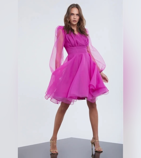 Dress alına צבע ורוד בד טול