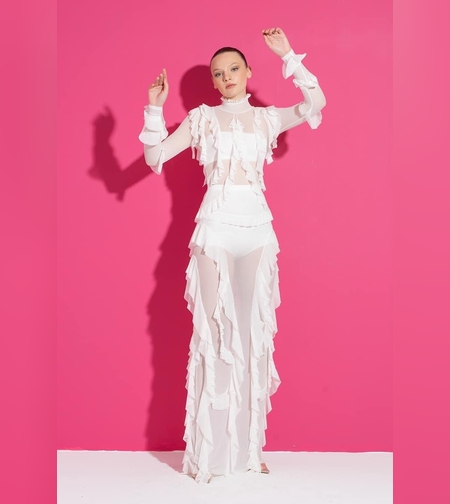 שמלת שיפון mama-לבן