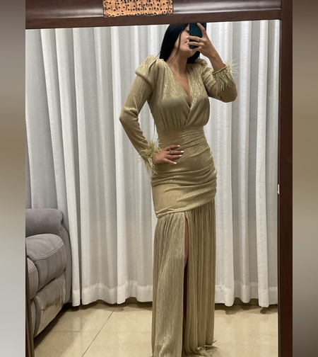 שמלת ערב ארוכה מקסי זהב gold