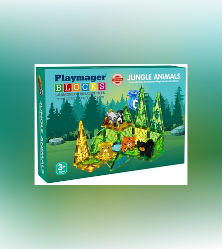 מגנטים להרכבה בתלת מימד- גן חיות ירוק Playmager