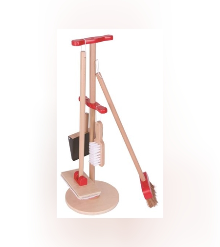 مجموعة تنظيف خشبية لربة المنزل - مكنسة، ممسحة -BGIFTS
