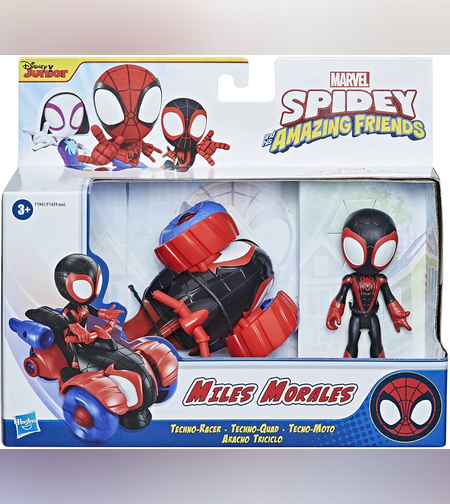 ספיידי דמות מיילס מוראלס + מכונית משוך וסע - SPIDEY