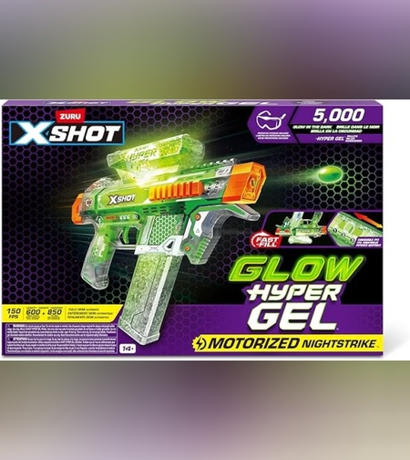 بندقية كرات الجل + 5000 كرة جل مضيئة في الظلام ونظارات X-Shot NightStrike