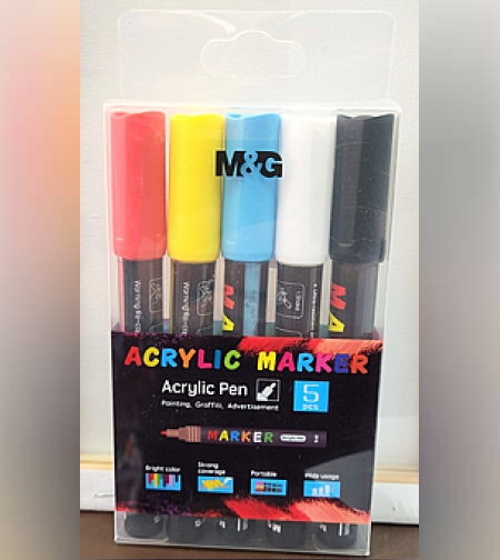 5 טושים אקריליים פוסקה   POSCA  2MM