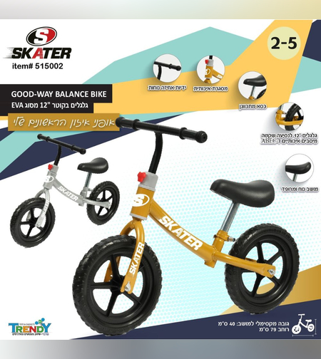 צבע כסף - SKATER EASY WAY – אופני איזון ודחיפה דינמיים בעיצוב זהב או כסף לילדים צעירים (גילאי 2–5)!