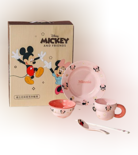 طقم عشاء من السيراميك من ديزني مكون من 6 قطع - ميكي ماوس وميني ماوس