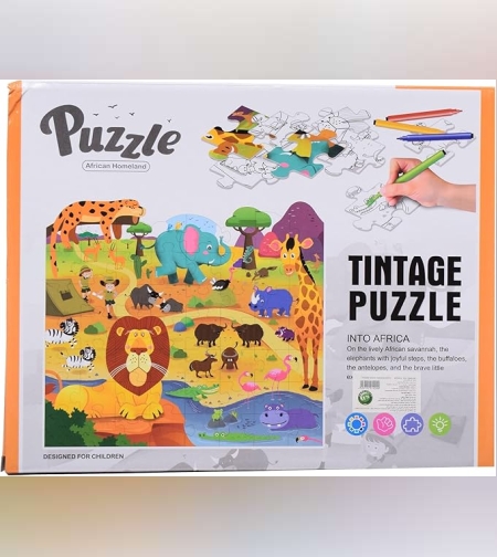 פאזל גן חיות עם עפרונות צבעוניים 56 חל'