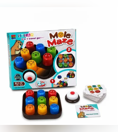 2 ב-1 מבוך חפרפרת לילדים - משחק לוח זיכרון והיגיון