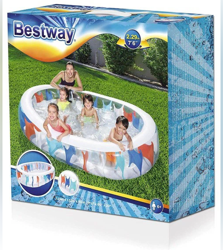 54066 Bestway בריכה מתנפחת אליפטית שפה לבנה 229X152X51 ס