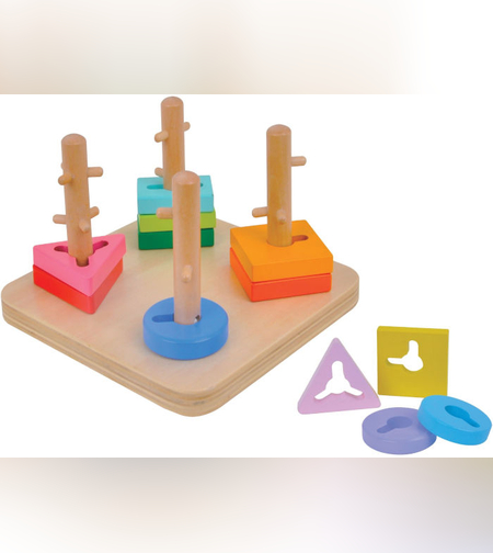 השחלת צורות בסיבוב מעץ pit toys