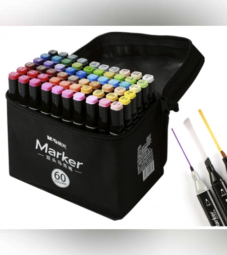 מארז 60 טושים דו צדדי