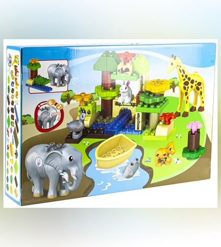 مجموعة مكعبات حديقة سفاري 52 قطعة  بلاستيك