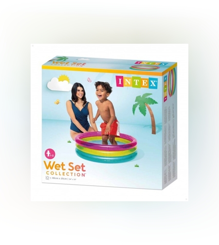مسبح قوس قزح للأطفال والرضع، قطره 80/25 سم بثلاثة ألوان قوس قزح من إنتكس INTEX 57104