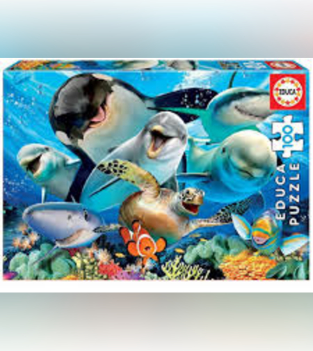 لغز 100 قطعة -صور سيلفي للأسماك تحت الماء -