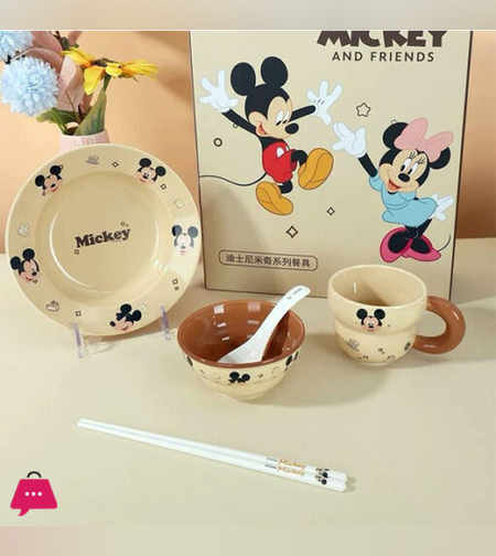 طقم عشاء من السيراميك من ديزني مكون من 6 قطع - ميكي ماوس