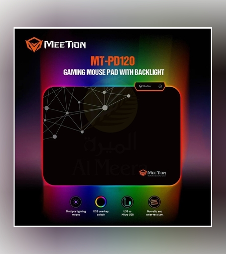 لوحة  لماوس Meetion - لوحة ماوس للألعاب من المطاط مع اضاءة ملونة PD120