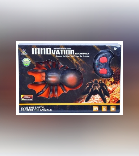 עכביש / טרנטולה שחורה עם שלט+אור וקול