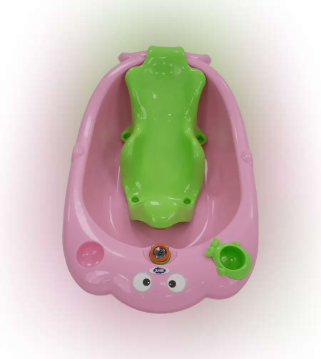 אמבטיה לתינוק כולל אמבטיון + מד חום  -צבע ורוד