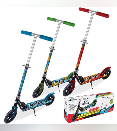 קורקנט אלומניום 2 גלגלים גדולים  אדום / ירוק