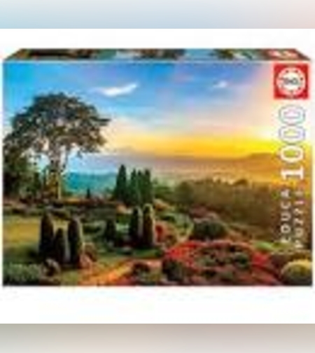 لغز 1000 قطعة - حديقة جميلة مع خلفية المناظر الطبيعية