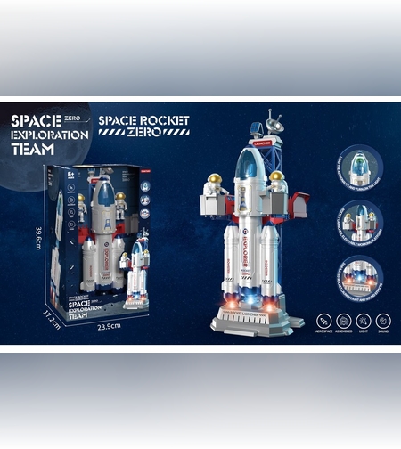 محطة إطلاق فضائية + رواد فضاء