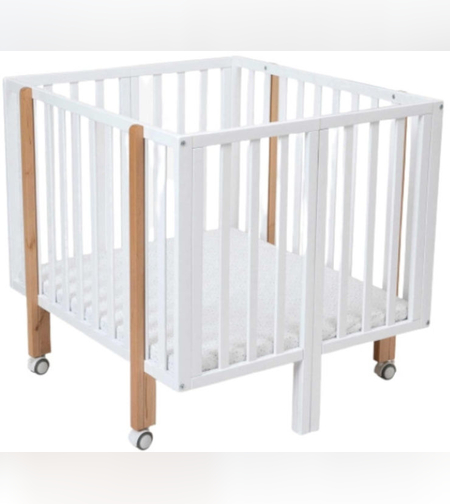 לול עץ לתינוק,   - לבן/טבעי - רהיטי טל