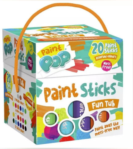 Paint POP צבעי סטיק פופ לציור על מגוון משטחים ללא לכלוך של הילד - 20 יחידות בקוביה עם ידית אחיזה