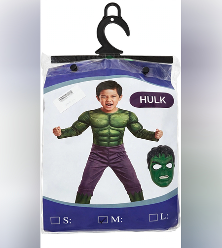 תחפושת הענק הירוק HULK לילדים עם מסכה ושרירים