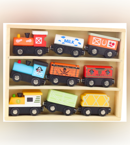 רכבת עץ לילדים - קטרים ​​וקרונות מגנטיים
