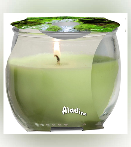 נר אווירה בכוס זכוכית דקורטיבית, נר ריחני בניחוח מאסק