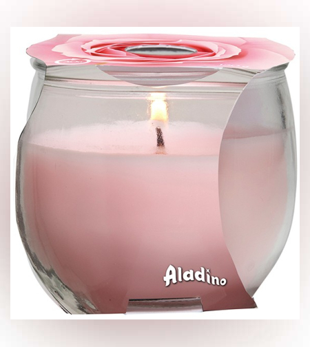 נר אווירה בכוס זכוכית דקורטיבית, נר ריחני בניחוח ורדים