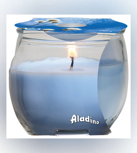 נר אווירה בכוס זכוכית דקורטיבית, נר ריחני בניחוח כותנה