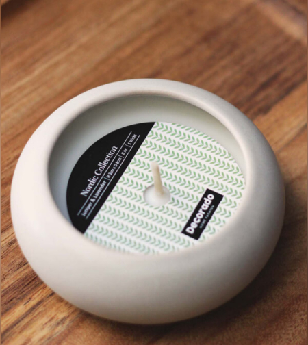 נר קרמי עגול לבן