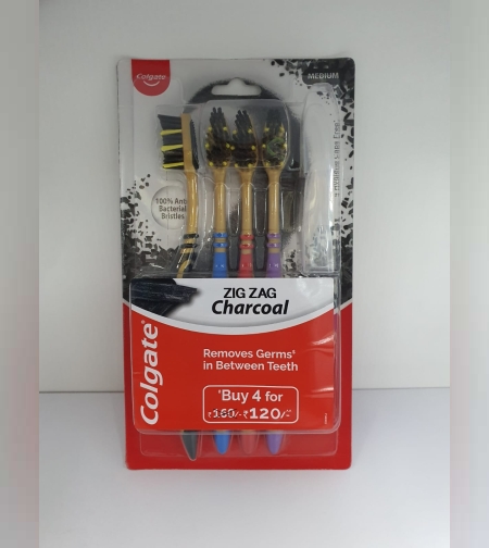 מברשת שיניים קולגייט זיגזג פחם - רביעייה