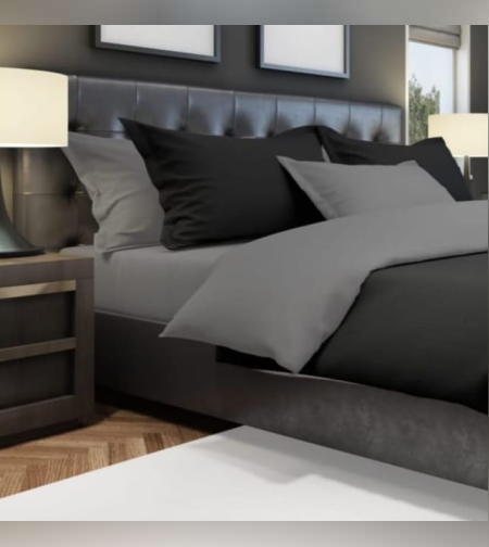 סט מצעים מיקס אנד מאץ שחור אפור