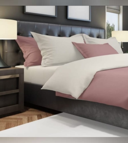 סט מצעים מיקס אנד מאץ שמנת וורוד