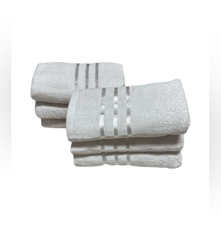 מגבות פנים 450 גרם למטר מגבת לבנה עם פסים