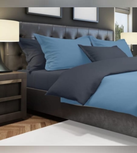 סט מצעים מיקס אנד מאץ כחול אפור