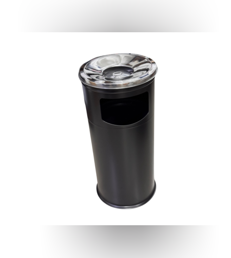 פח מאפרה ממתכת בצבע שחור עם פח פנימי